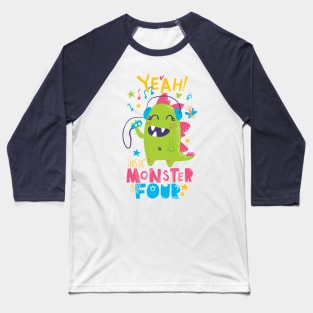 Monster Themed Music Lover Fourth Birthday Girl Baseball T-Shirt